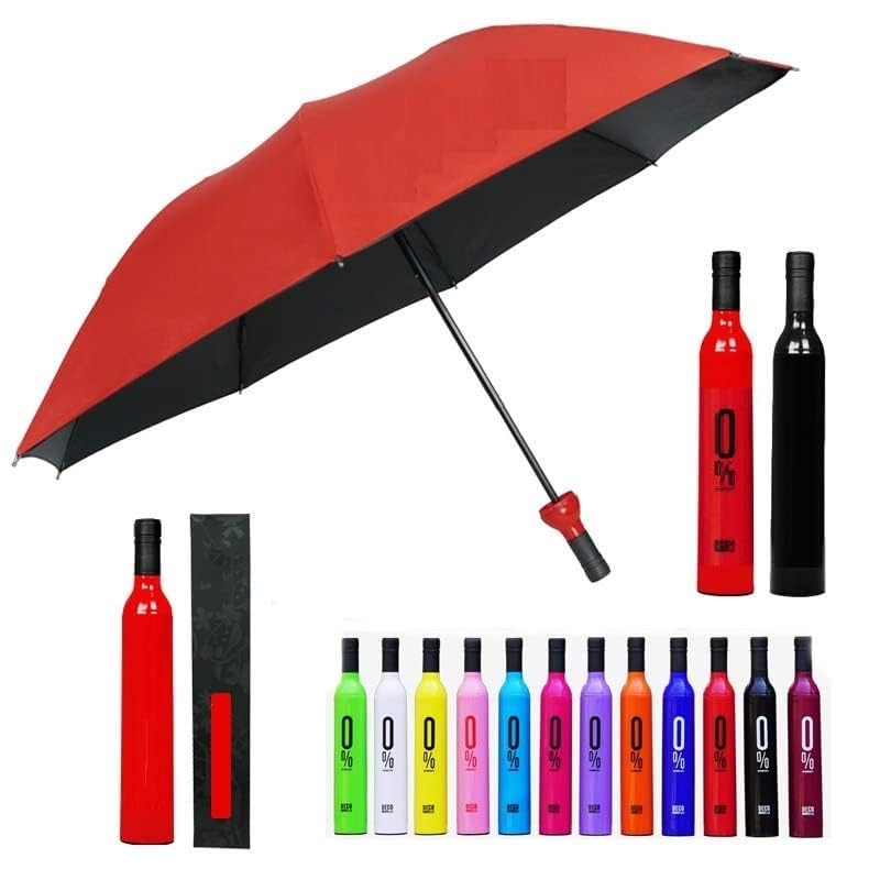 Ultra Light Compact And Folding Umbrella With Wine Bottle Cover Waterproof/Mini Portable Umbrella Protection And Rain, Stylish Printed Bottle Umbrella (Multicolor) (Bottle Umbrella)-image-10