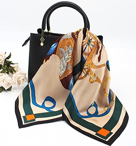 ANDANTINO 100% Mulberry Silk Scarf -21” Lightweight Square Neckerchief – Breathable Digital Printed Scarves with Gift Packed - Image 2