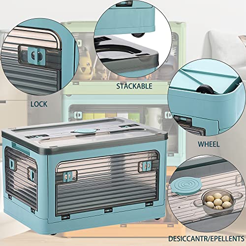 Undercurrent Surging Collapsible Storage Bins,Storage Bins With Lids,Stackable Toy, 8.2Gal Folding Storage Box (Blue 2 Pack) #TOP2