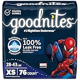 Goodnites Boys' Nighttime Bedwetting Underwear, Size Extra Small (28-43 lbs), 76 Ct (2 Packs of 38), Packaging May Vary