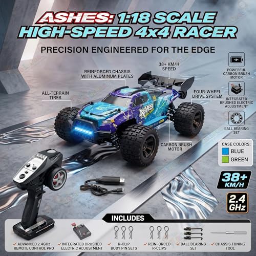 Image of The Little Ones RC Car - RC 4x4 Wheel 45 KPH Off-Road Truck Drive High-Speed Double Sided 2.4GHz Remote Control Drift Stunt Cars 360 Rotation Toys for Kids & Adults [Scale 1:18][Ashes X4]