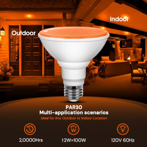 Image of L LOHAS LED Orange Halloween Flood Light Bulbs, PAR30 Flood Light Outdoor