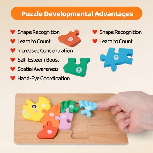 Wooden Toddler Puzzles For Kids Ages 3-5,Learning Toys For Toddlers,Educational Toys Gift For Kids,Dinosaur Puzzle For Boys Girls,Montessori Toys Birthday Gifts,Crafts For Toddlers,Baby Puzzle #TOP2