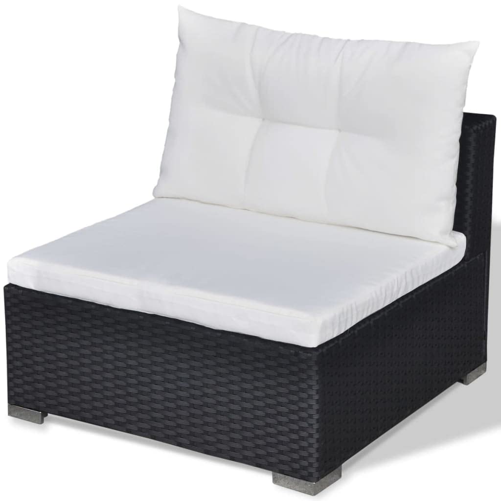 vidaXL Set de Muebles de jardín 5 pzas y Cojines ratán sintético Negro, sofá de Exterior, Conjunto de Muebles de Exterior, Conjunto de Muebles