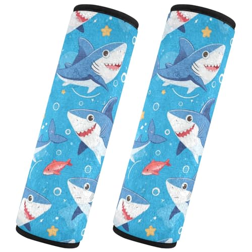 Seat Belt Covers 2 Pack Little Sharks Car Seat Strap Covers Super Soft Cute Car Seat Neck Cover for Boys Girls Adults Babies M