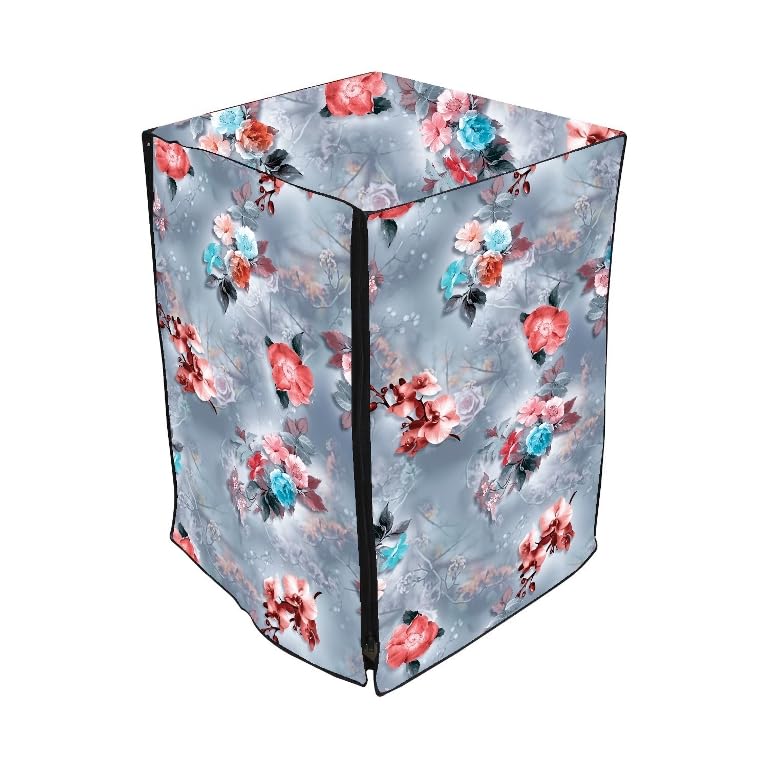 Image of Front Load Washing Machine Cover Compatible For LG, Bosach 6Kg, 6.5Kg, 7Kg, 7.5Kg, 8Kg, 8.5Kg, 9Kg, 10Kg (66L X 61D X 84H), Waterproof, Dustproof Fully Automatic Grey Flower.
