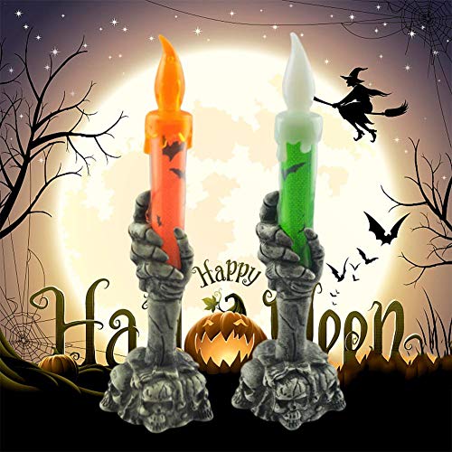 Brownrolly 2 Piezas de Luces de Velas de Calavera con Adornos góticos, candelabro de Esqueleto, Soporte de Palo de Vela para Centro de Mesa, Fiesta y hogar