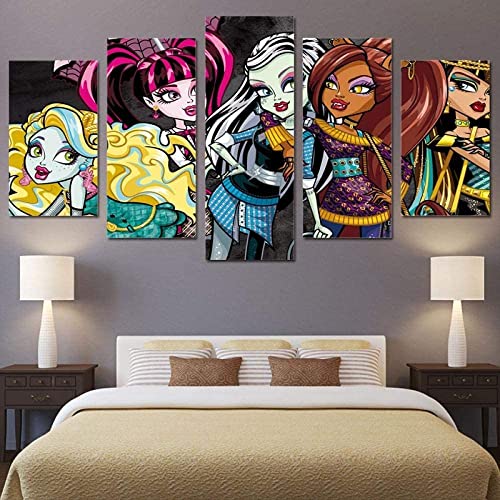EZGISH Monster High Cartoon Peinture Chambre d'enfants Décor Impression Poster Image Toile Avec Cadre,M