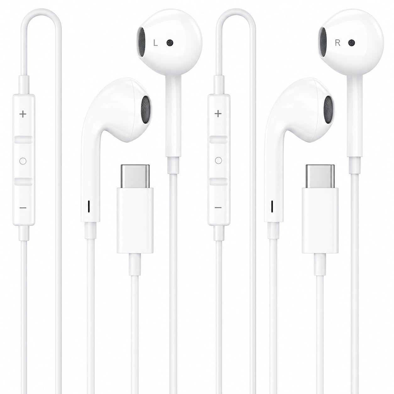 [Apple MFi Certified] USB C Headphones for iPhone, 2-Pack Wired Earphones