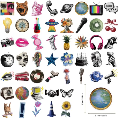 Image of 50 Pieces Trendy Y2K Transparent Stickers for Scrapbooking (Y2K) | Y2K Self-Adhesive Scrapbooking Stickers Supplies Journal Stuffers for Adult Card Making Letters DIY