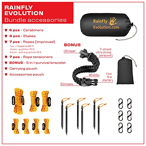 image for Rain Fly by NoCry 10x10 Lightweight Survival Camping Tarp; 100% Waterp