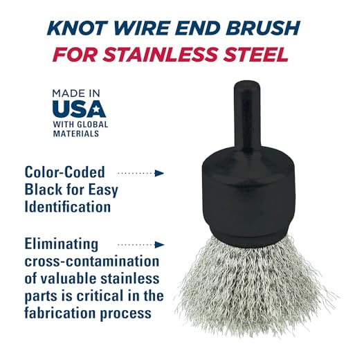 Image of Weiler 10017 3 /4 inch Crimped Wire End Brush, .006 inch Stainless Steel Fill, Made in The USA (Pack of 10)