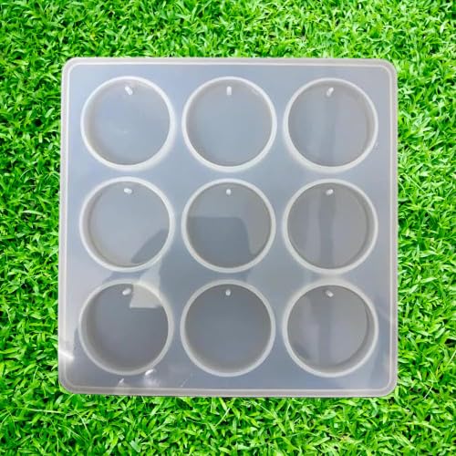 JB Silicone 9 Cavity Round Resin Keychain Mold 1.5 Inch Diameter.Round Silicone Resin Mold for DIY Earrings Keychain and multiuse Epoxy Resin Art Mould Set of 1-image-38