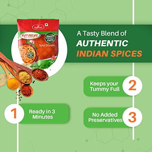 Image of Future Life Smart Spicy Masala Oats | Tasty & Heathy Evening Snack | 100% Whole Grain Oats | Masala Oats | 40 Gms Each - (Pack Of 10)