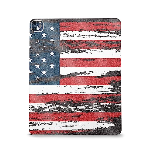 Image of MightySkins Carbon Fiber Skin Compatible with Apple iPad Pro 12.9 inch M2 6th Gen (2022) Full Wrap Kit - Tattered Flag | Protective, Durable Textured Carbon Fiber Finish | Easy to Apply | Made in The USA