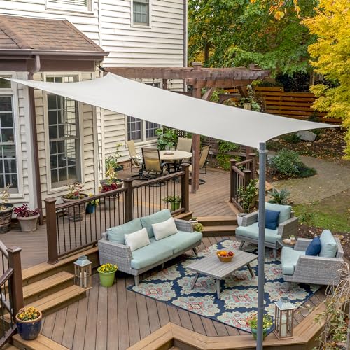 Coolaroo Premium Shade Sail Kit - 95% UV Block Commercial-Grade Luxe Matte Finish Sun Shade with Stainless Steel Hardware for Permanent Outdoor Covearage 16ft 5in x 9ft 11in Rectangle Stone