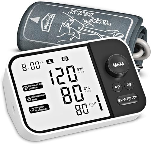 Blood Pressure Monitor Upper Arm Digital Blood Pressure Monitors for Home Use with Voice Large Display 2x120 Reading Memory 8.7"-16.5" Arm Cuff with Storage Bag