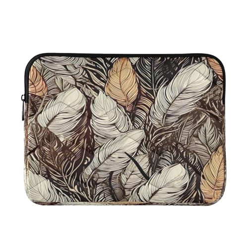 Funda para portátil 13-14 pulg impermeable plumas blanco marrón