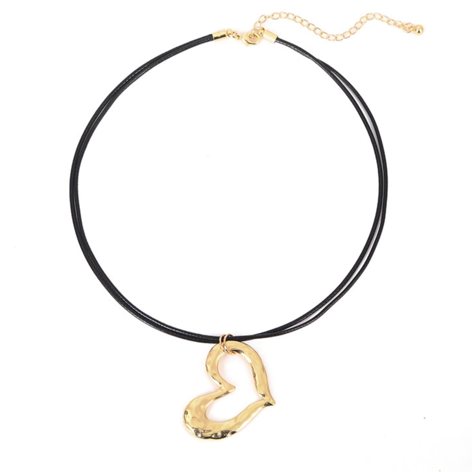 NALISASAHeart Pendant Choker Necklaces, Handmade Choker Coller Gold Chunky Necklaces, Trendy Leather Choker Chain Jewelry Collection for Women and Men