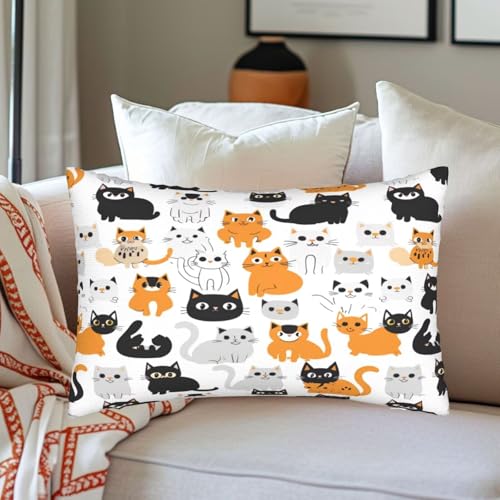 Housse de coussin dessin animé chat 60x90 cm pour déco de lit - 4