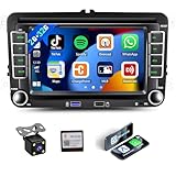 2G+32G Wireless CarPlay Car Radio for VW Volkswagen Passat Seat Golf Jetta Tiguan Touran EOS Android Car Stereo 7 Inch Touchscreen Bluetooth GPS Android Auto WiFi FM/RDS SWC EQ+ USB Backup Camera