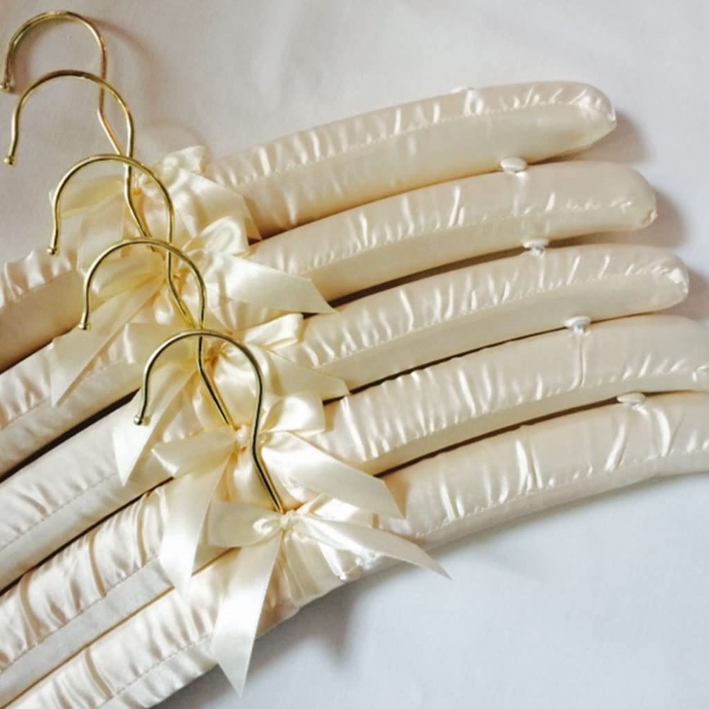 5 Pack Satijn Gewatteerde Hangers, Trui Hangers Bruid Trouwjurk Zijden