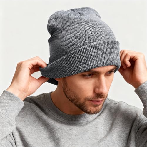 Image of ZOORON Beanie for Men Women Warm Winter Hat Unisex Soft Knit Cuffed Beanie | Skull Cap, Secure fit, Suits Daily Wear, Windproof, Essential Gear for Winter Jogging & Outdoor Sports