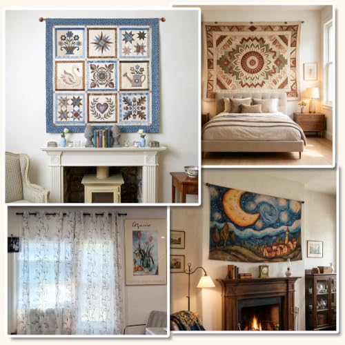 Image of Quilt Hanging Rod 32-76 inch Heavy Duty Telescopic Wall Tapestry Hanger Pole