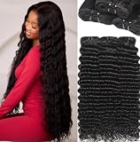 12A 4 Bundles Water Wave Human Hair (18 20 22 24 Inch) 100% Unprocessed Weave Brazilian Human Hair Bundles Full And Thick Virgin Hair Extensions Natural Color