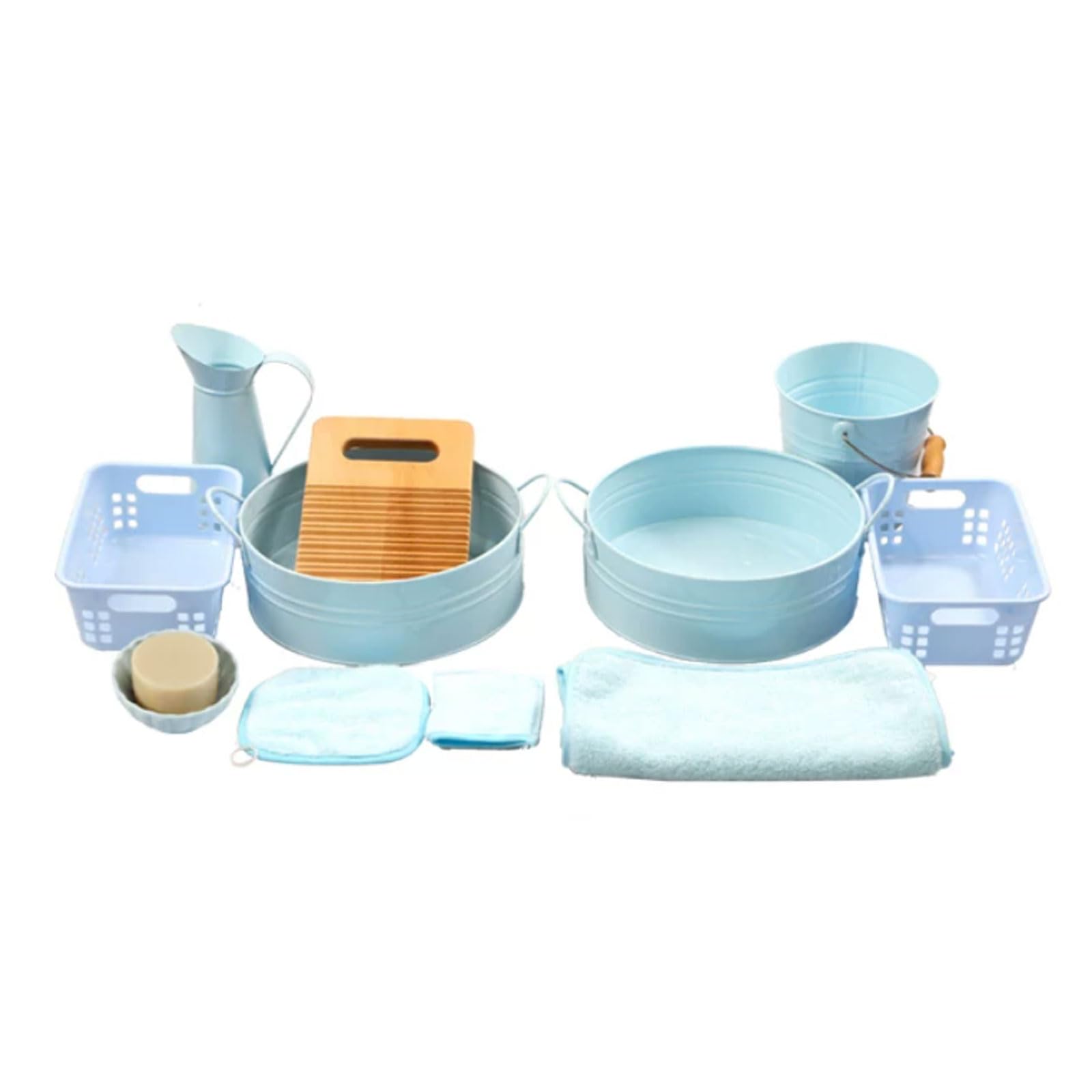 ttnmrc Montessori Practical Life Cleaning Set, Toddler Washing Work Kit, Fine Motor Skills Development,Blue