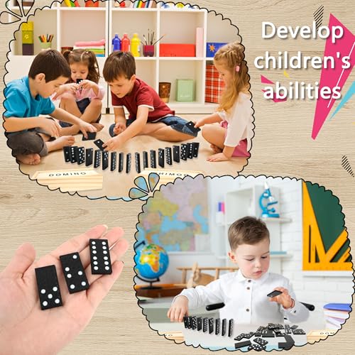 Set clásico de dominó de madera mini 18 piezas miniatura 7