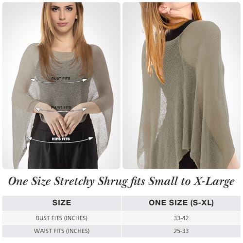 Image of Women Sheer Poncho Shrug Summer Sheer Blouse Top Lightweight Poncho Bolero for Evening Dress