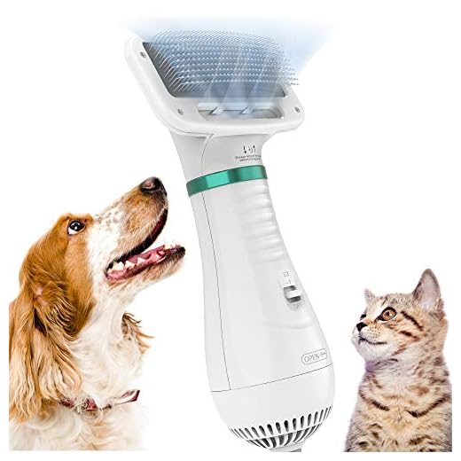 DADYPET Cepillo para Perros y Gatos, secador de Pelo para Perros y Gatos combinación de secador de Pelo y Cepillo Velocidad Ajustable Adecuado para Perros y Gatos pequeños y medianos Cable de 2m