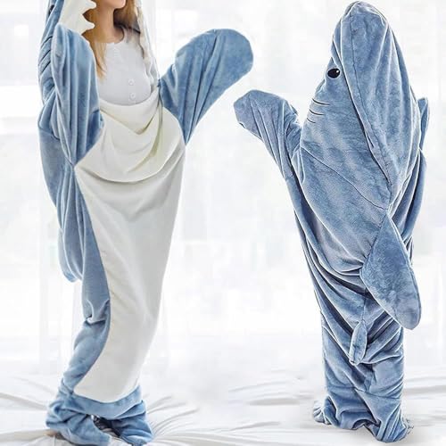 Image of inkArts Shark Blanket Hoodie Onesie Adult & Kid, Wearable Shark Blanket, Shark Sleeping Bag, Soft Cozy Shark Onesie Costume