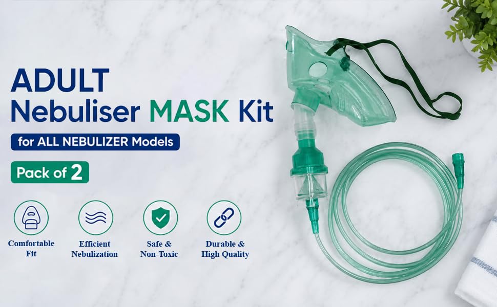 Image of ADULT Nebuliser MASK kit for ALL NEBULIZER Models Pack of 2