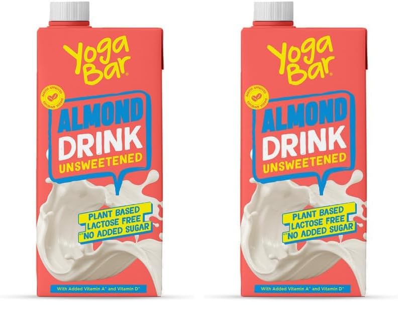 Image of Yogabar Unsweetened Almond Drink 1 ltr | Lactose Free | No Added Sugar |Gluten Free | No Preservatives | Barista Approved | Zero Cholesterol | Dairy Free| Source of Calcium & Vitamins | Almond Beverage Unsweetened