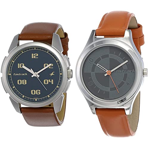 Fastrack Unisex Leather Analog Couple's Watch (Nk3124Sl02 +Nk6152Sl02), Band Color-Multicolor,Dial Color-Multi-Color