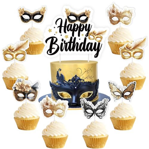 Décorations de gâteau anniversaire noires et dorées pour sublimer vos cupcakes de fête femme