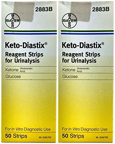 Bayer Keto-Diastix Reagent Strips for Urinalysis, 50-Pack of 2
