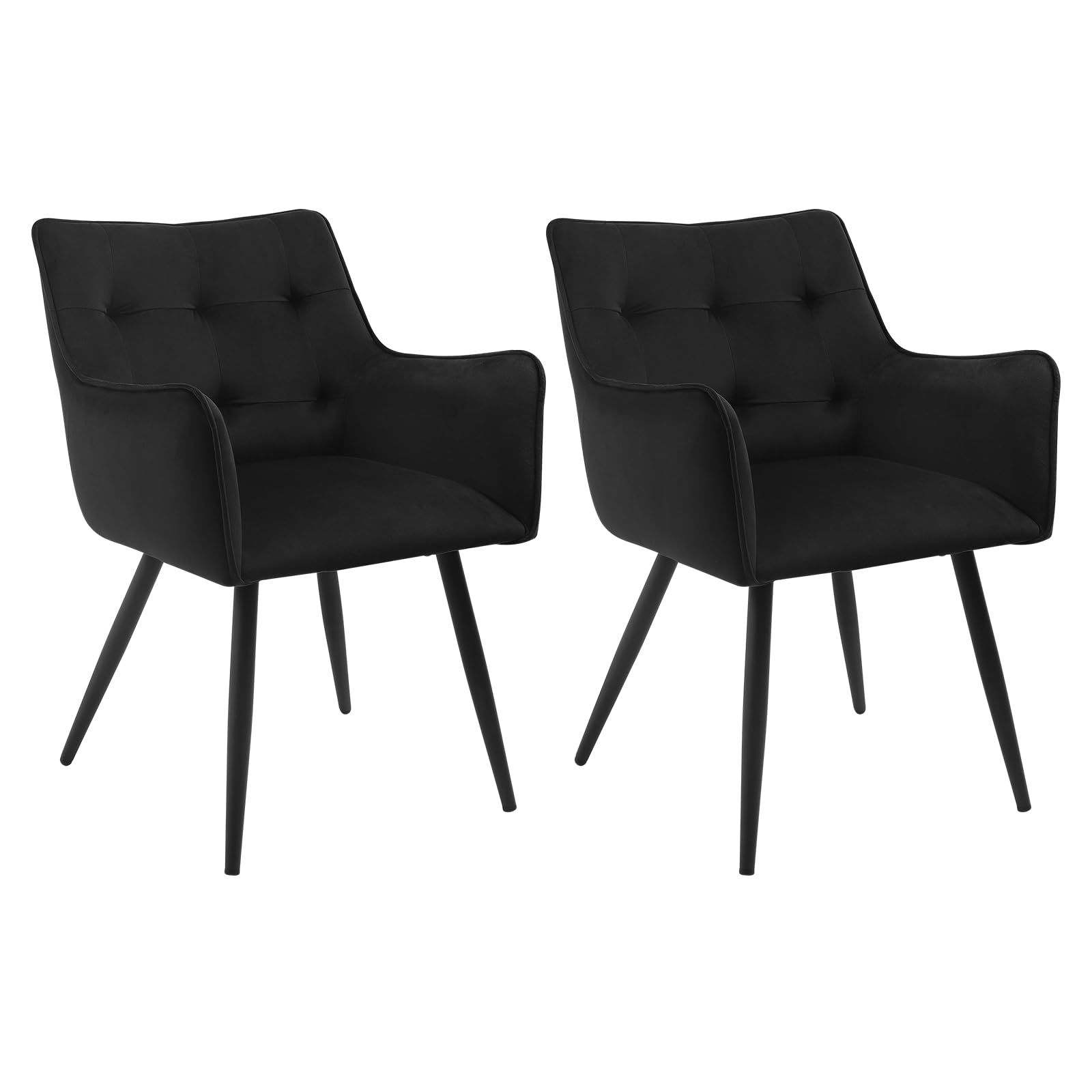 2 Chaises De Salle à Manger WOLTU - Velours Gris - Accoudoirs Et Dossier Rembourré - Pieds Métal - 150kg Capacité