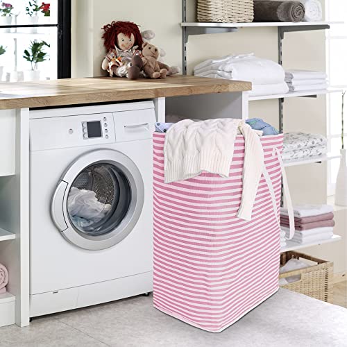 72L Laundry Basket Freestanding Waterproof Laundry Hamper Collapsible Tall Clothes Hamper With Handles For Clothes Toys (Pink) #TOP5