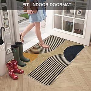 Boho door mat indoor entrance welcome outdoor doormats mud room entry rug non slip rubber mat low profile dirt trapper bohemia sun 17×30 inch  urban country home decor