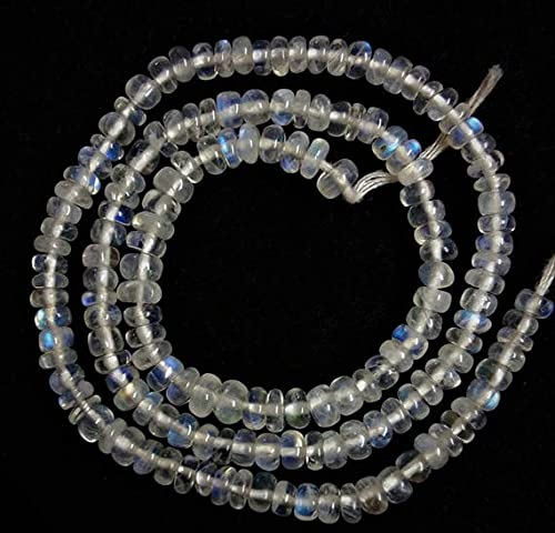 Pierre de lune arc-en-ciel perles bleues flashy en rondelles de 3mm