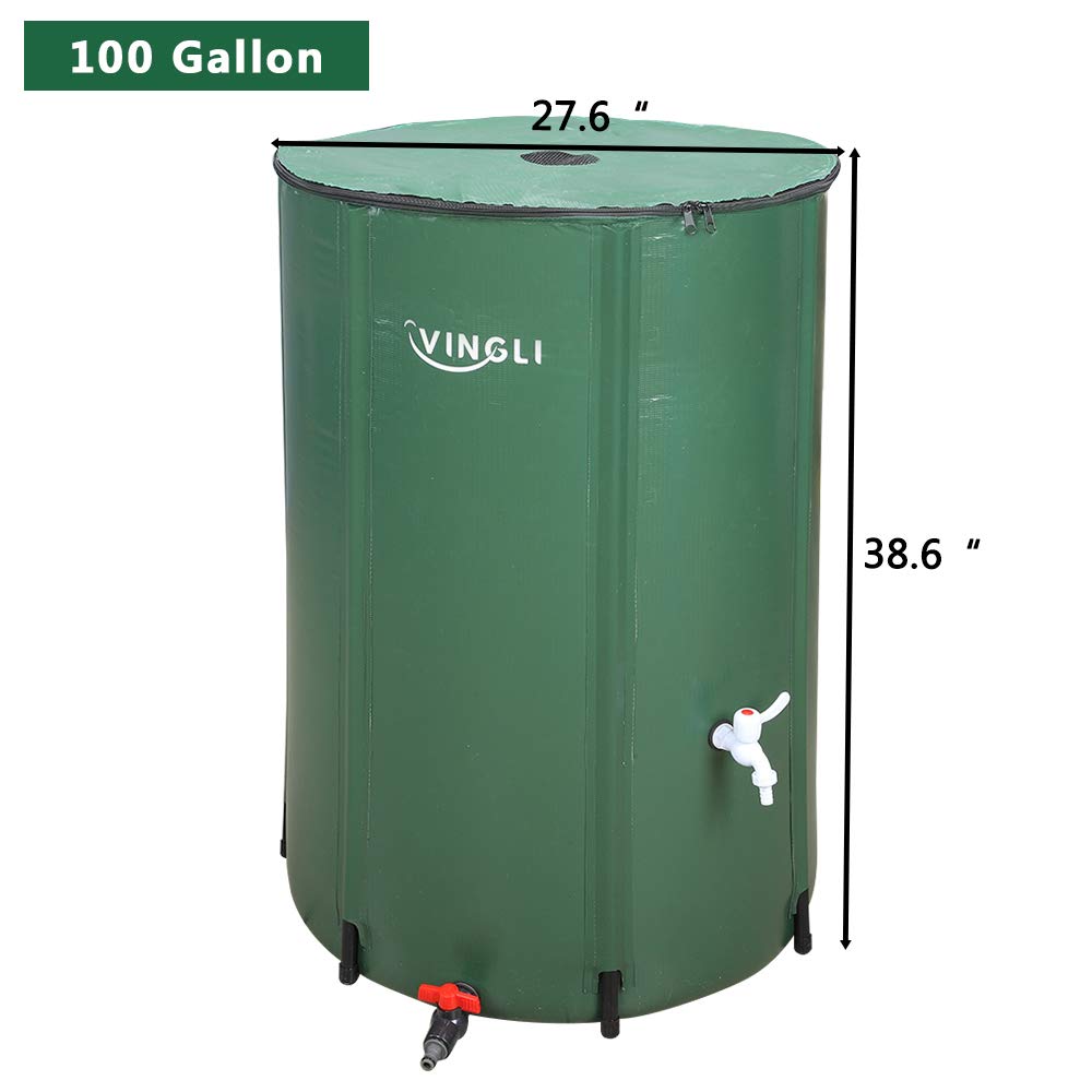 VINGLI 100 Gallon Collapsible Rain Barrel, Portable Water Storage Tank