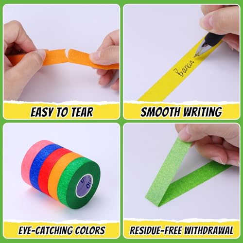 Image of 24 Rolls Colored Masking Tape Bulk for Art, 0.6 inch x 720 Yards for Crafts, Labeling, DIY Decorative, colored painters tape, Rainbow Colors Tape for General Use Projects, Easy Tear No Residue