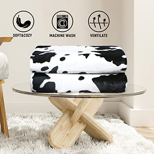 Gitrat Black Cow Blanket Lightweight Plush Fleece Fuzzy Cute Cow Print Blanket For Kids, Soft Cow Blankets And Throws Cow Decor For Home Couch Sofa Small Cow Bedding Baby Kids Boys Girls 40"×50" #TOP3