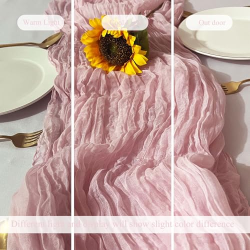 12Pack Light Pink Table Runner 10Ft Cheesecloth Table Runner Boho Gauze Table Runners Long Cheese Cloth Table Runners for Wedding Party Bridal Shower Thanksgiving Christmas by Seveups - Used condition - Image 7