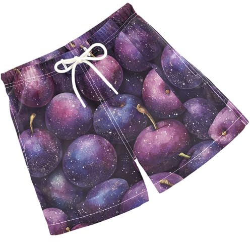 Pigsaly Boys Swim Trunks Purple Eggplant Plum Fruit Boys Board Shorts Swimsuit Swimwear Summer Bathing Suit 4T