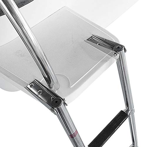 Hoffen Telescopic 4 Step Ladder Stainless Steel Telescoping Extendable Ladder 900 Pound Capacity for Marine Yacht / Swimming Pool