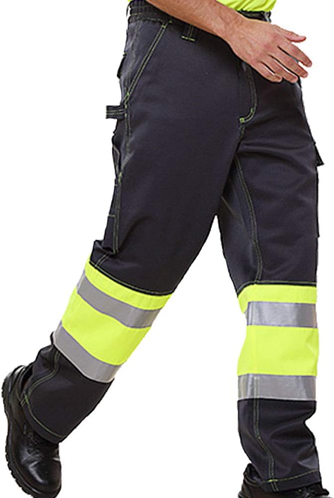 WMOFC Men Safety Pants Work Cargo Trouser Heavy Duty Multi Pockets & Reflective Strip & Multi Pockets